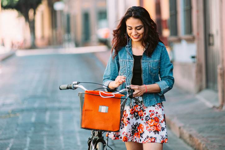 Young woman Riding Bicycle in Mexico